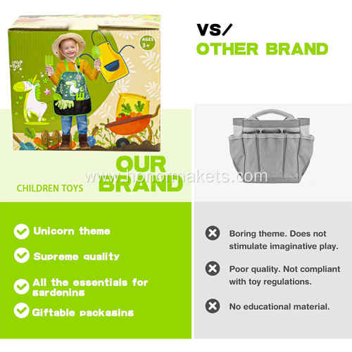 Isunpro Children Gardening Set Kid's Gardening Gift Apron Kettle for Kids Fishing Net Child Outdoor Gardening Set